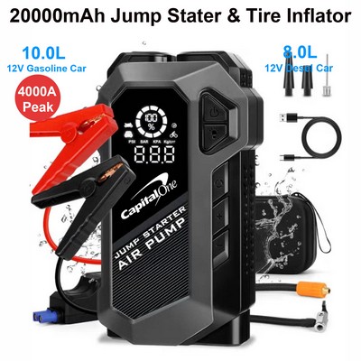 4000A Peak Portable Emergency battery booter w/ 150PSI Emergency Tire Inflator