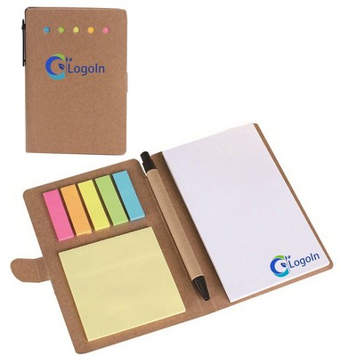Notepad with Pen Kraft Paper Notebook with Sticky Notes