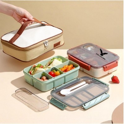 Adult 4 Compartment Bento Lunch Box with Utensils