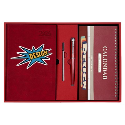 Customizable A5 Notebook & Pen Set with Desk Calendar
