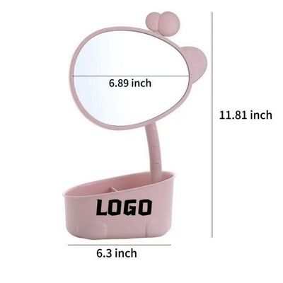 Desktop Cartoon Makeup Mirror Storage Box