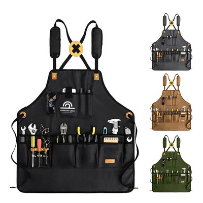 Heavy-Duty Waterproof Canvas Tool Apron With Multi-Pockets
