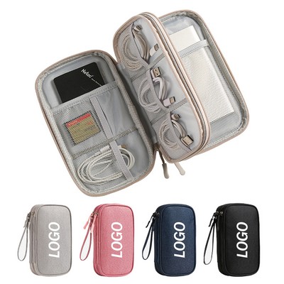 Double-Layer Data Cable Storage Bag