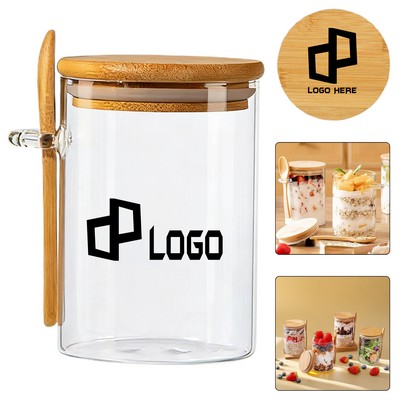 18Oz Glass Jar W/ Bamboo Lid