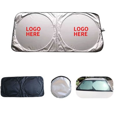 Collapsible Vehicle Windshield Sun Cover with Pocket