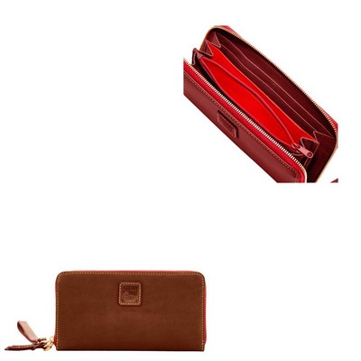 Dooney & Bourke Chestnut Brown Florentine Large Zip Around Wristlet Bag