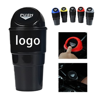 Mini Auto Trash Can for Cup Holder (Spring Lid, Compact Design)