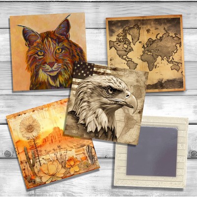 3" White Porcelain Tile Magnet