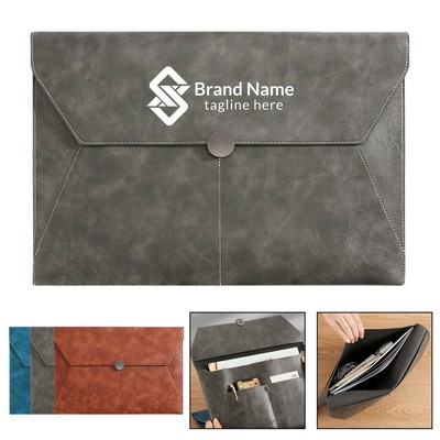 PU Leather Envelope Document Portfolio, Handheld Business File Organizer