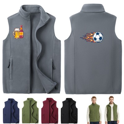 Casual Full-Zip Sleeveless Fleece Vest