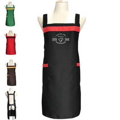 Patchwork Polyester Apron with Pockets