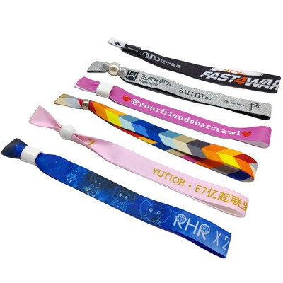 Fabric Event Wristband – Custom Logo Woven Festival Bracelet (One-Time Use)