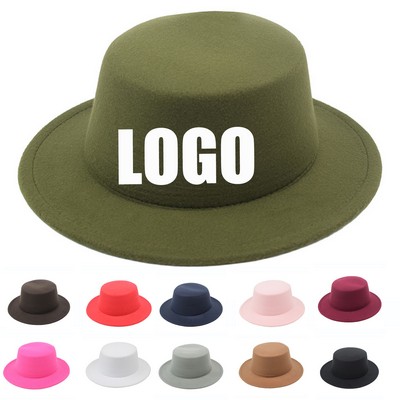 Flat Top Wide Brim Fedora Hat