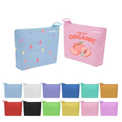 Full Color Leather Zipper Coin Pouch Bag 4.5"x4"