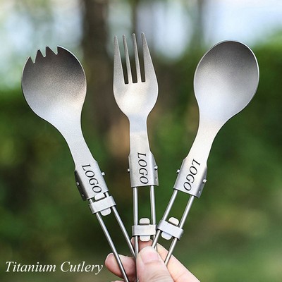 Foldable Titanium Cutlery For Backpacking Outdoor Hiking