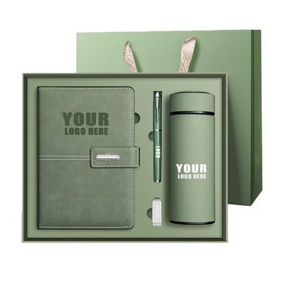 Business Notebook Gift Set (Pen + Thermos Cup + USB Flash Drive)