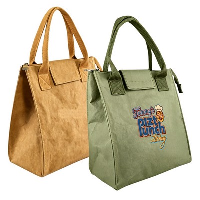 Washable Kraft Paper Insulated Lunch Tote Bag