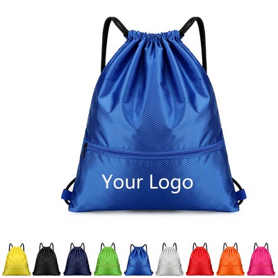 Waterproof Drawstring Backpack Bag with Zip Pocket