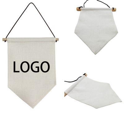 Sublimated Linen Triangle Flag With Pole And Rope