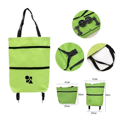2-in-1 Foldable Rolling Shopping Bag with Wheels