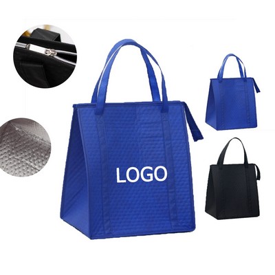 Insulated Lunch Tote with Non Woven Zipper Closure
