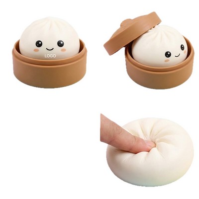 Smiley Face Giant Steamed Bun Squishy Realistic Stress Relief Toy Oversized Slow-Rebound