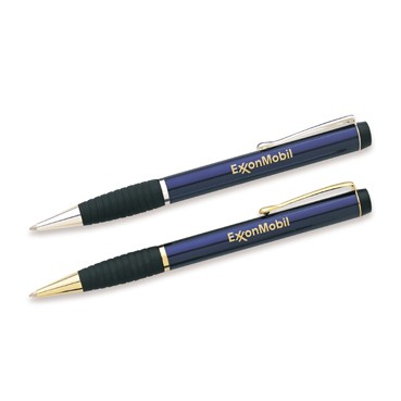 Solid Brass Twist Action Ballpoint Pen w/Soft Rubber Grip