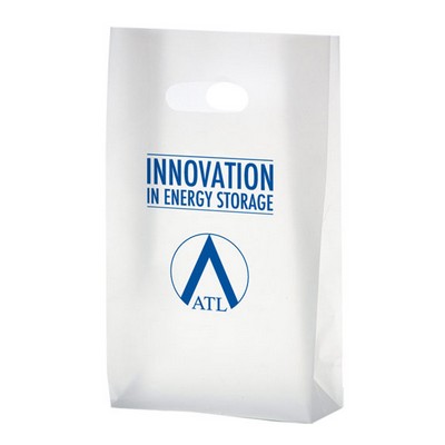 Clear Frosted Die Cut Plastic Tote Bag w/ Insert (7"x3 1/2"x12")