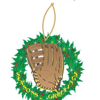 Baseball Glove & Wreath Ornament w/ Mirrored Back (12 Square Inch)