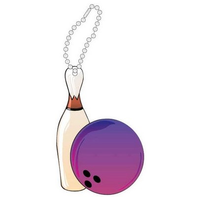 Bowling Pin And Ball Promotional Key Chain w/ Black Back (2 Square Inch)