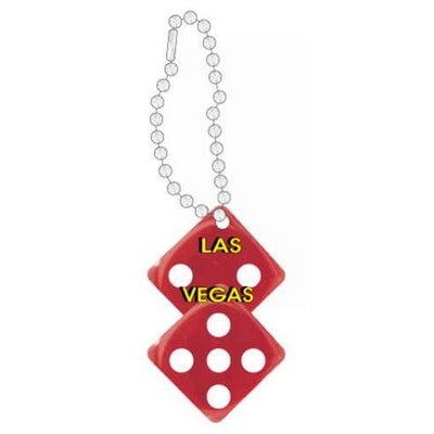 Las Vegas Dice Promotional Line Key Chain w/ Black Back (2 Square Inch)