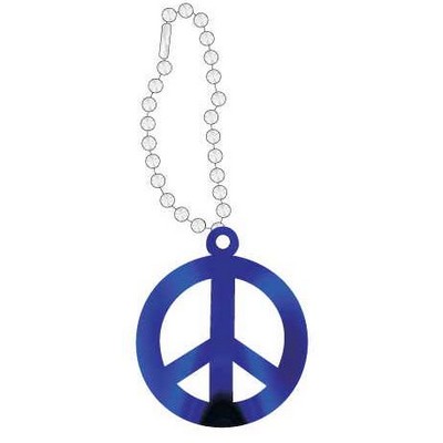 Peace Sign Promotional Line Key Chain w/ Black Back (2 Square Inch)