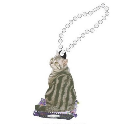 American Shorthair Cat Promotional Key Chain w/ Black Back (6 Square Inch)