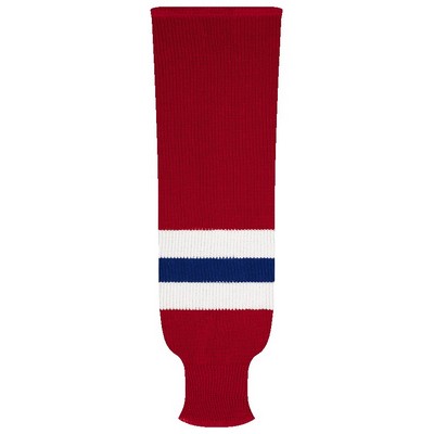 Montreal Pro Series Red Away Socks w/ White & Blue Stripes