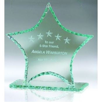 Medium Jade Glass Pearl Edge Star Award