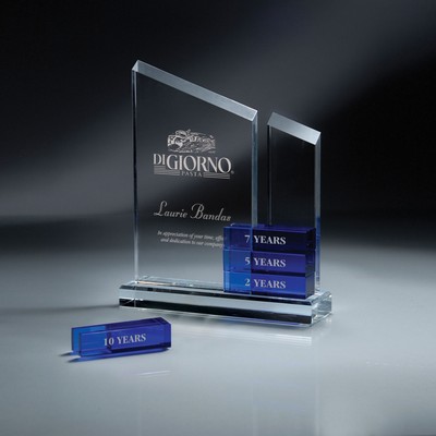 Blue and Optic Crystal Beveled Glass Towers