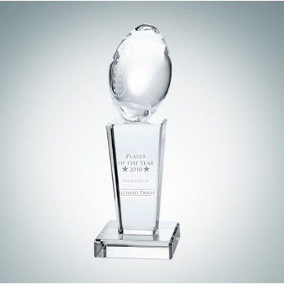9 1/2" Football on Pedestal Optical Crystal Award