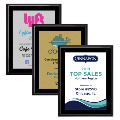 7" x 9" High Gloss Black Finish Plaque w/ Full Color Sublimated Imprint