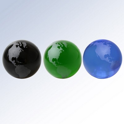 Colored Crystal Globe Paperweight Award, 3" Diameter