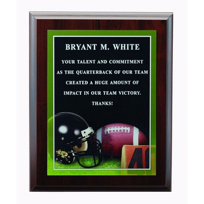 Football Photo Sports Plaque w/Laser Engraved Plate (8"x 10")