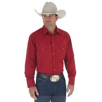 Wrangler® Men's Wine Red Sport Western Long Sleeve Shirt