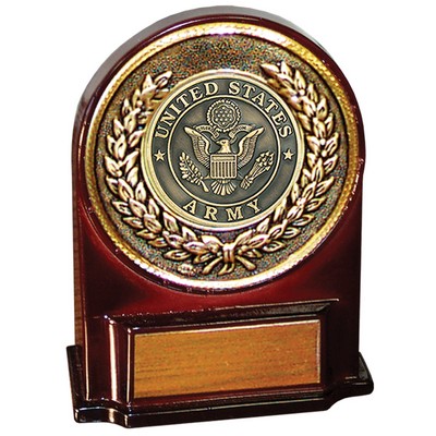 Stock 5 1/2" Medallion Award With 2" US Army Coin and Engraving Plate