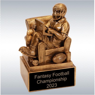 6" Antique Gold Fantasy Football Man In Chair Trophy