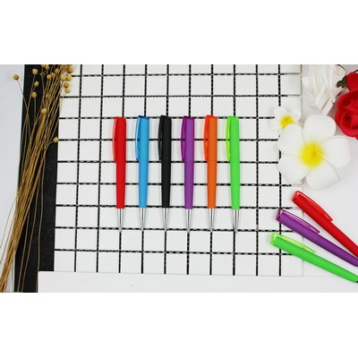 Simple Plastic Rotary Ballpoint Pen With Clear Clip