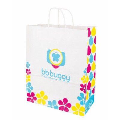 White Kraft Paper Shopping Bag (8"x4 3/4"x10 1/4")