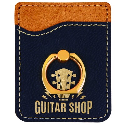 Black/Gold Leatherette Phone Wallet w/Ring