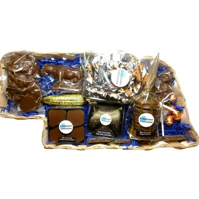 Large Nebraska State Shaped Wooden Gift Basket