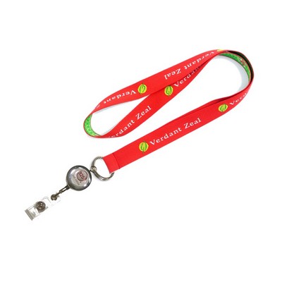 1" Wide Woven Lanyard w/J-Hook Clip Or Split Key Ring