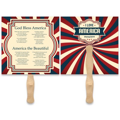 Square Lightweight Full Color Two Sided Single Paper Hand Fan
