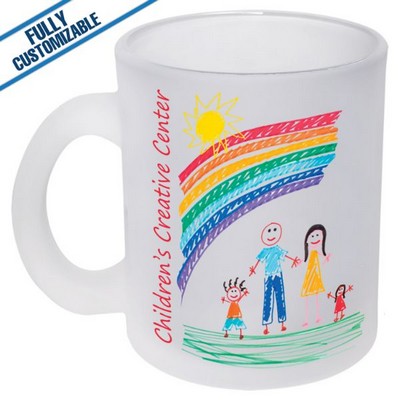 10 Oz. Frosted Glass Full Color Mug w/Handle